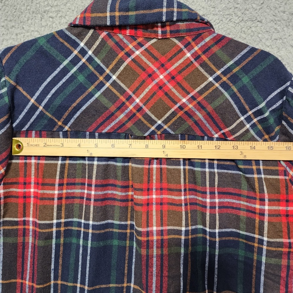 Andree by Unit Womens Flannel Long Sleeve Size 1X Red Blue Button Down Plus Size - Picture 8 of 9